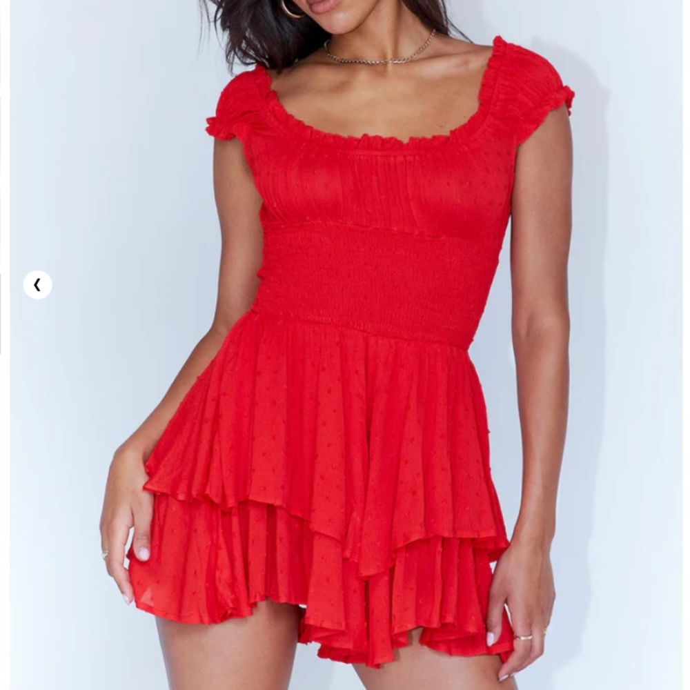 Princess Polly Red Love Galore Romper Size 4